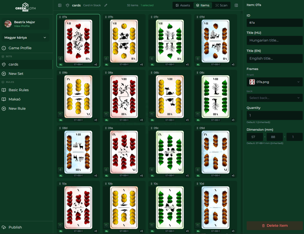 Építő – szerkesztő felület