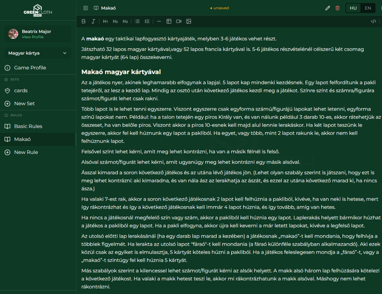 Építő – szabályok szerkesztése