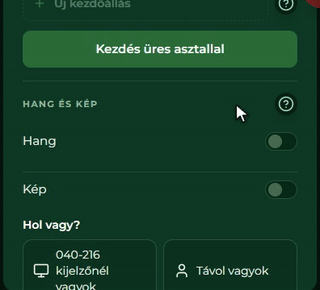 A gazda bekapcsolja a Hangot és a Képet, majd kijelzőt választ